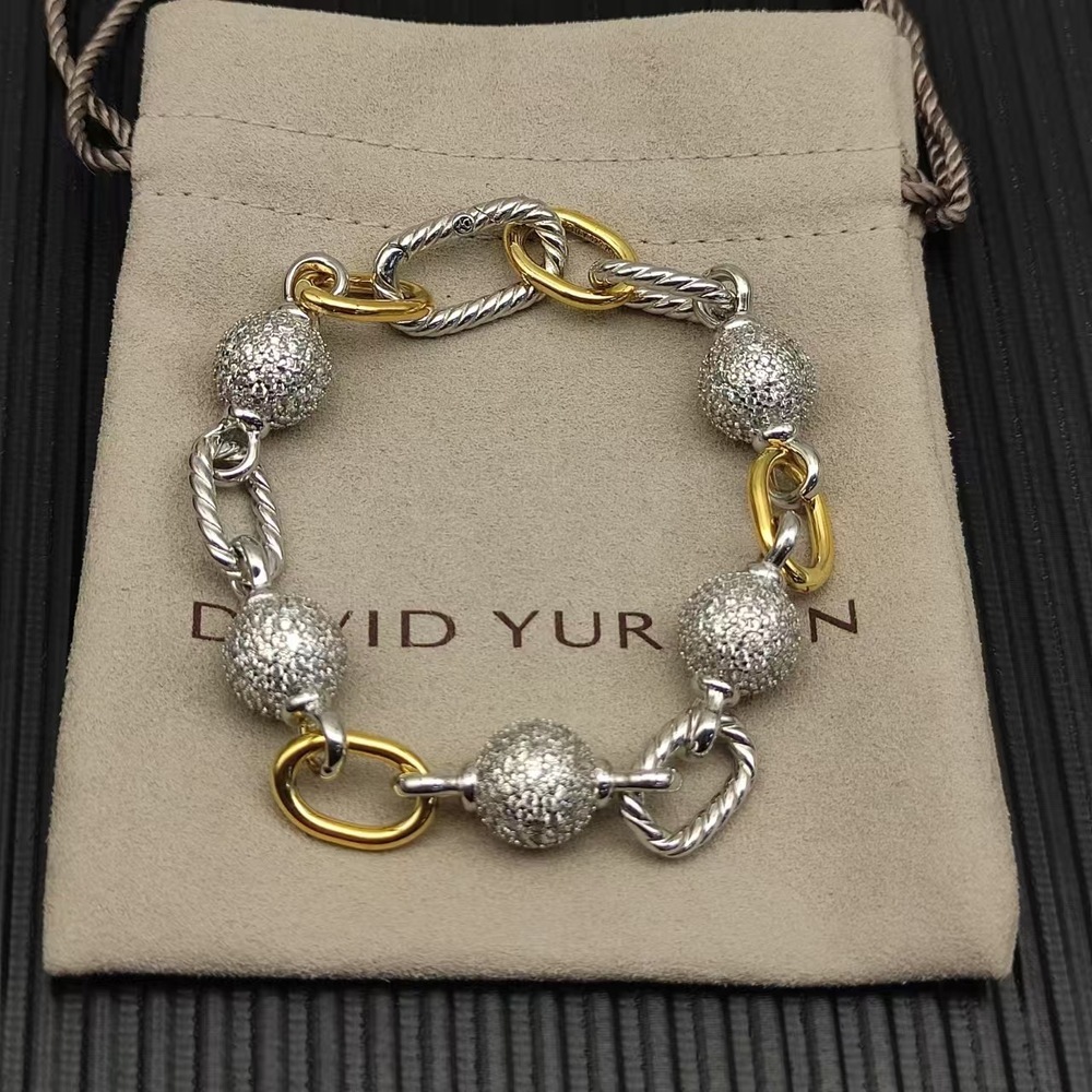 David Yurman Colorful Madison Full Diamond Round Bead Bracelet
